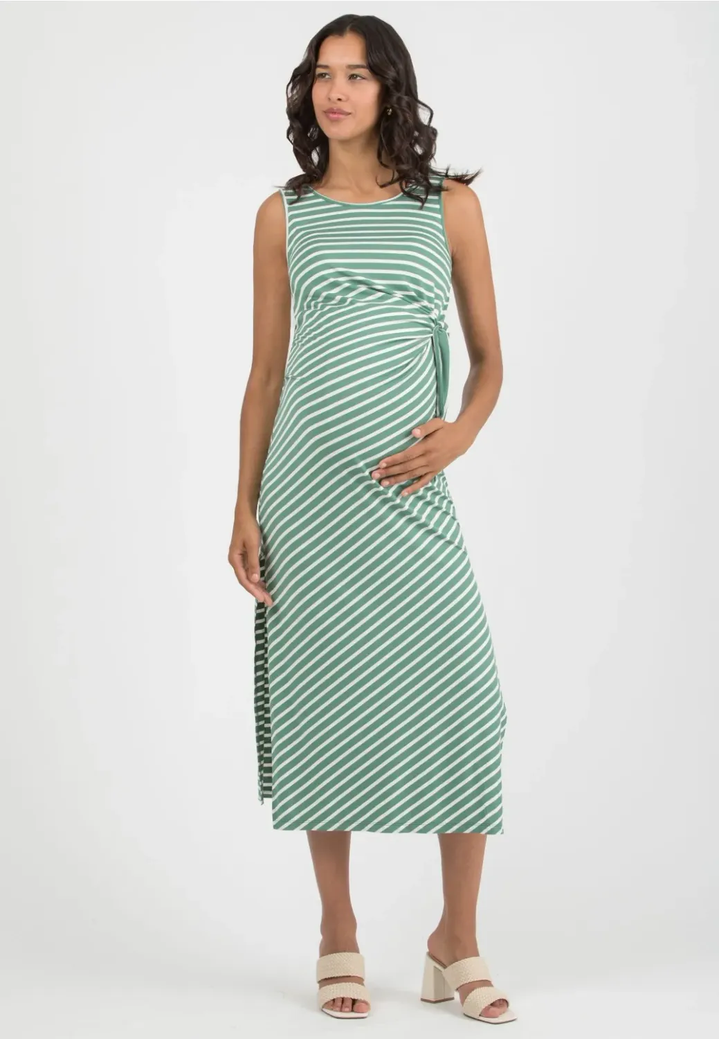 Robe de Maternité Rayée Verte à noeud - Taille M -
