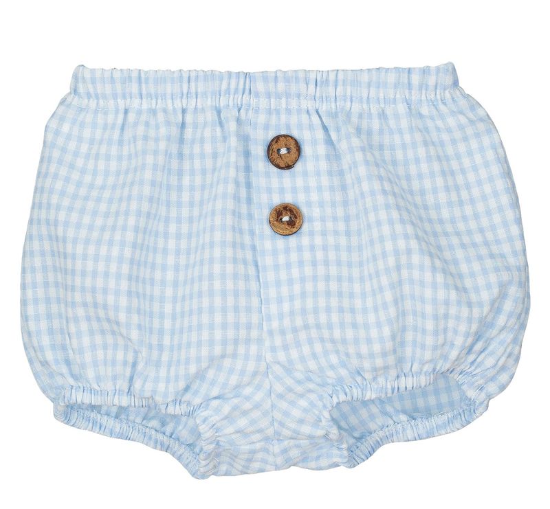 Culotte Vichy Bleu avec Boutons - Taille 3 Mois -