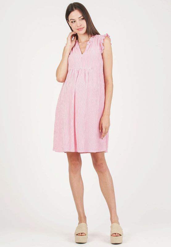 Robe de Maternité et d'Allaitement Rayée "Framboise" - Taille XS -
