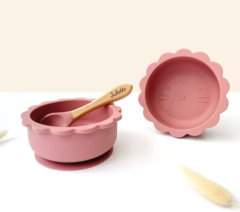 Bol + Cuillère "Lion" (non personnalisable)  Rose