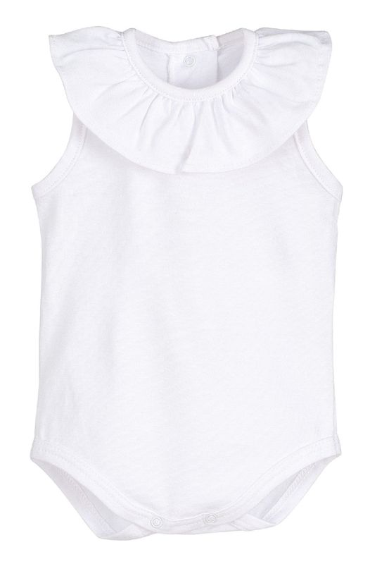 Body Sans Manches Col Volanté "Blanc" - Taille 3 Mois -