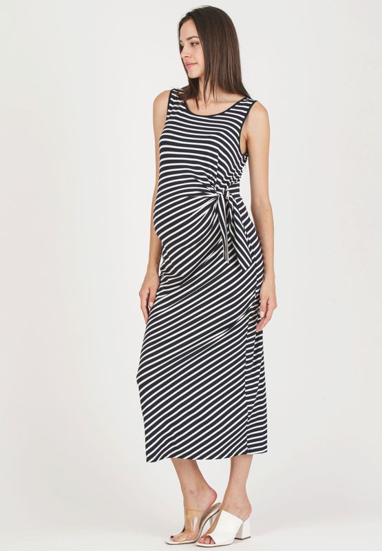 Robe de Maternité Rayée Bleu Foncé à noeud - Taille XS -
