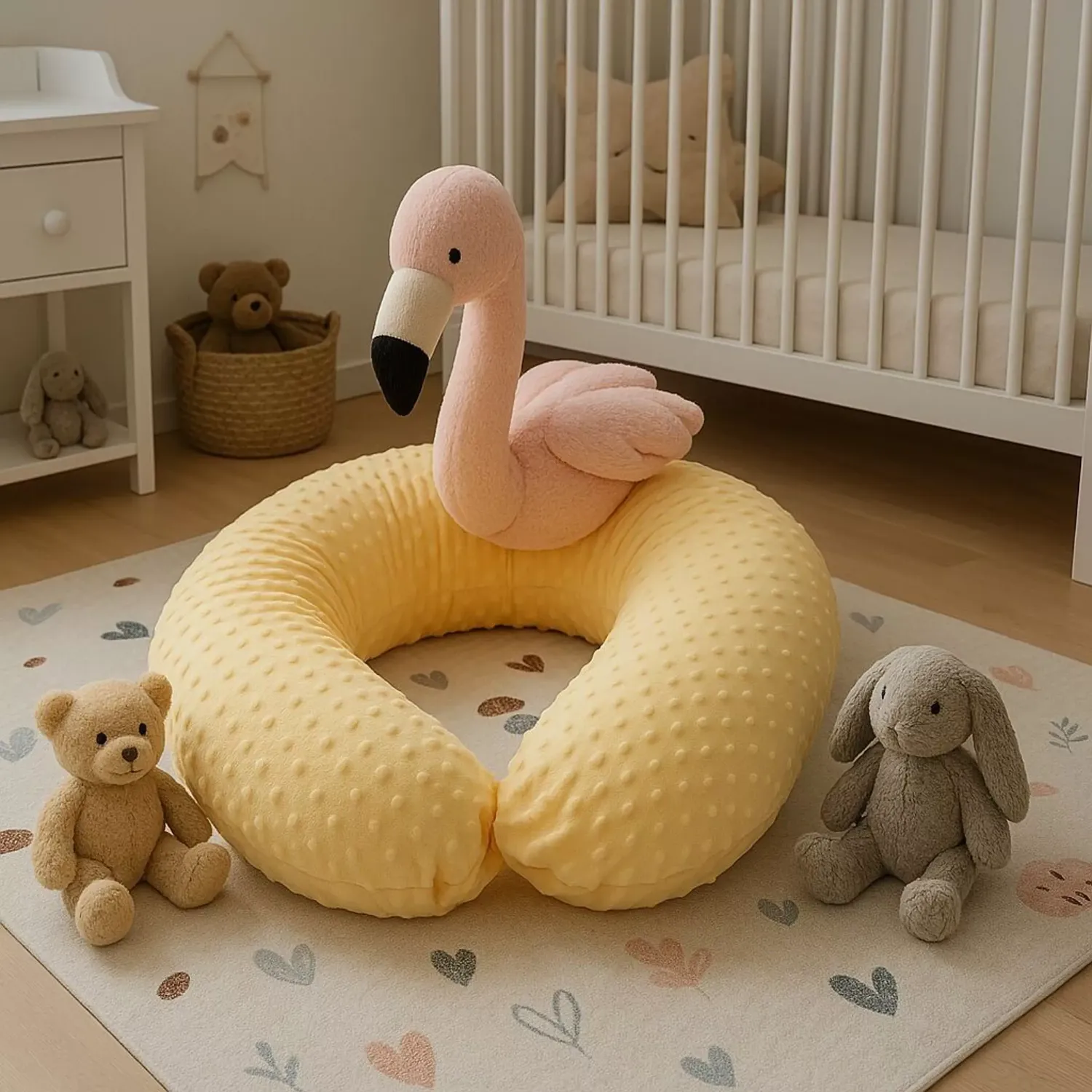 Coussin de Relaxation et Allaitement "Velours Jaune à Pois" - 205 cm -
