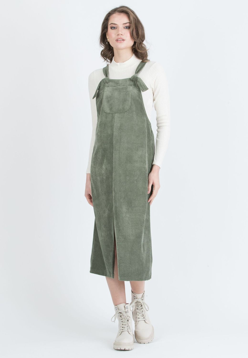 Robe de Maternité en Velours Kaki - Taille L -