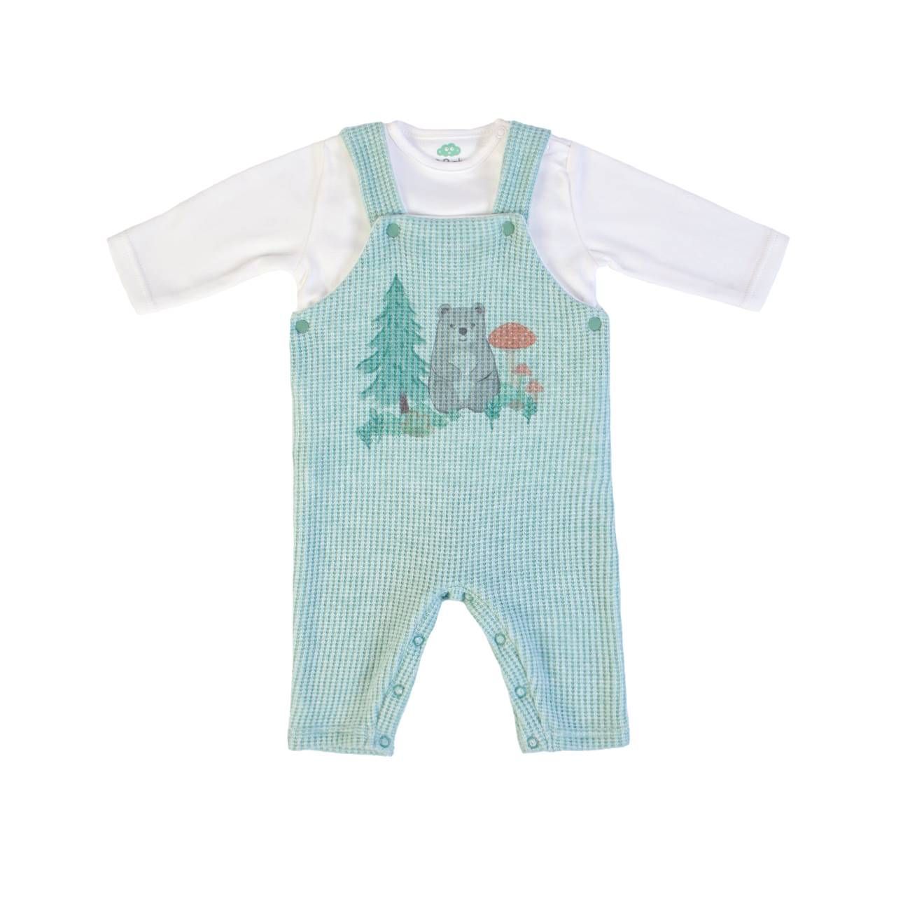 Salopette + Tee-Shirt M/L Menthe - 12 Mois - Salopette + Tee-Shirt M/L Menthe - 12 Mois -