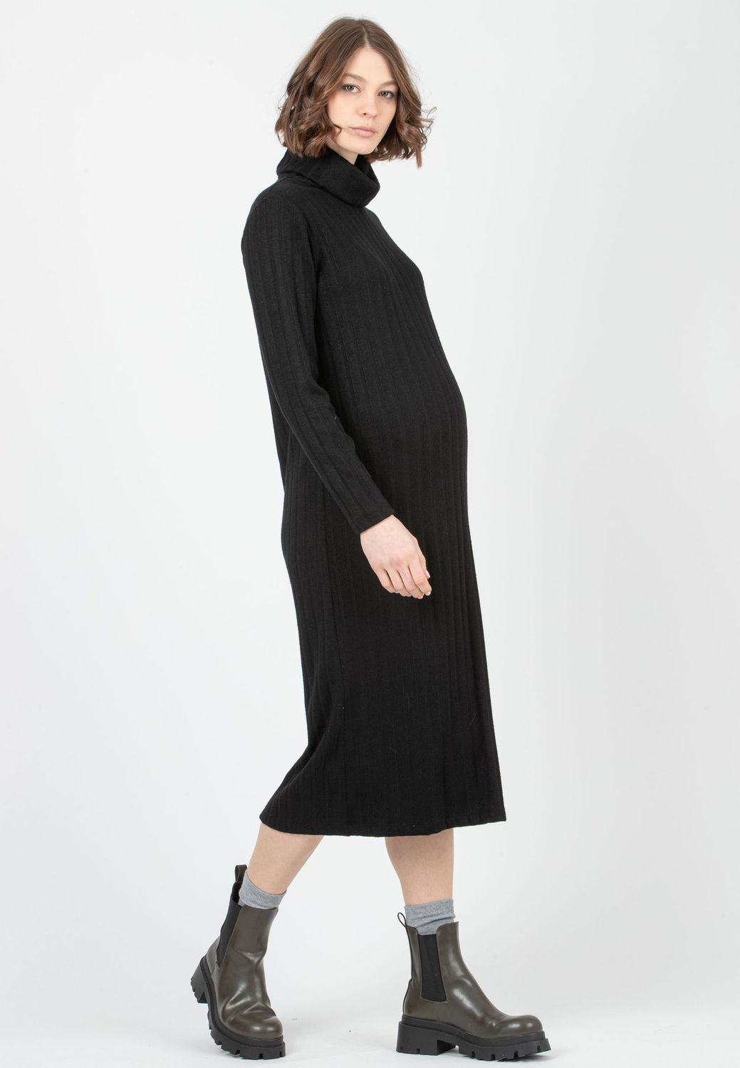 Robe de Maternité à Col Roulé Longue Robe de Maternité à Col Roulé Longue "Noir" - Taille S -