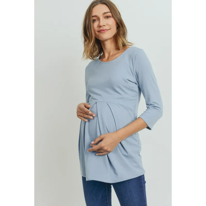 Haut Péplum  de Maternité plissé sur le devant  "Chambray" - Taille S -