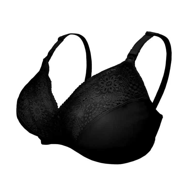 Soutien-Gorge d'Allaitement en Dentelle Noir - Taille L -