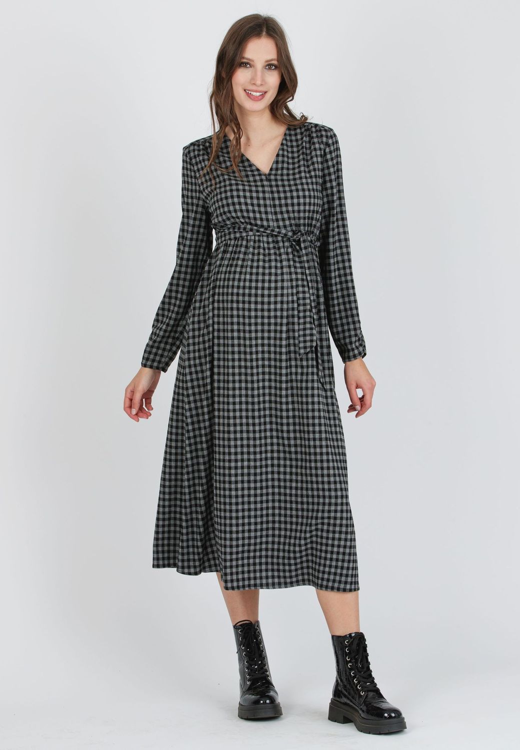 Robe de Maternité et Allaitement à Carreaux - Taille XS -