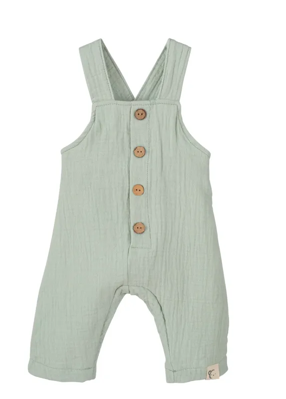 Salopette Gaze de Coton Verte - Taille 18 mois -
