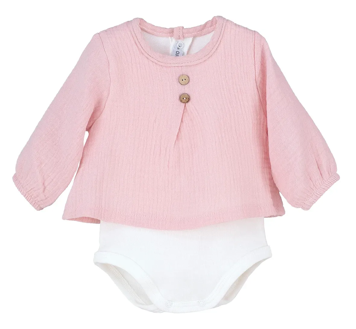 Body Blouse Gaze de Coton Rose - Taille 12 Mois -