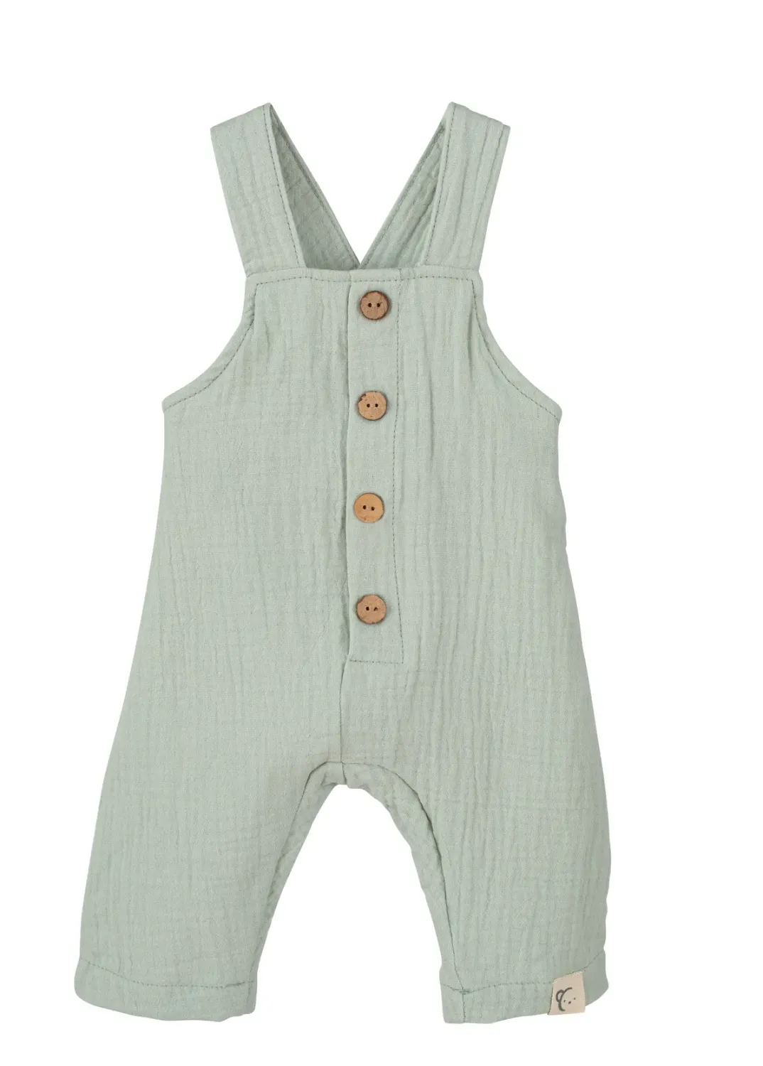 Salopette Gaze de Coton Verte - Taille 6 mois -