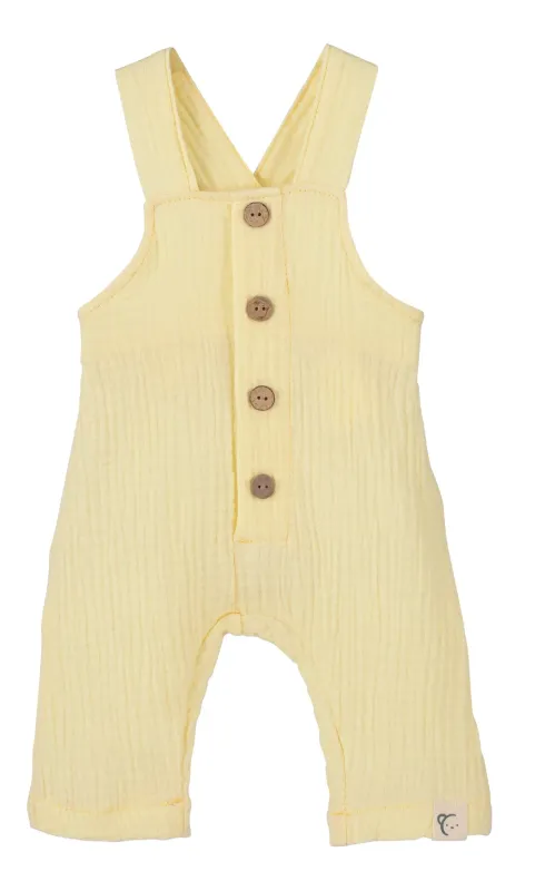 Salopette Gaze de Coton Jaune - Taille 6 mois -