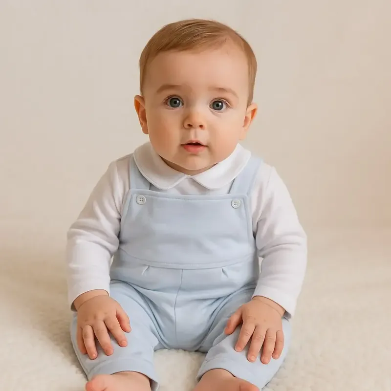 Ensemble Garçon 2 Pièces Blanc/Ciel - Taille 6 Mois -