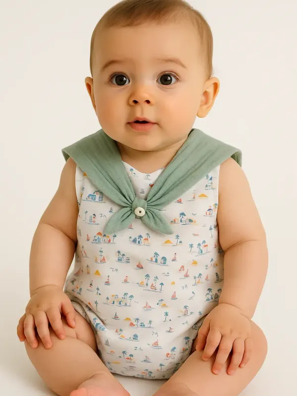 Barboteuse Fille "Bord de Mer"- Taille 3 Mois -
