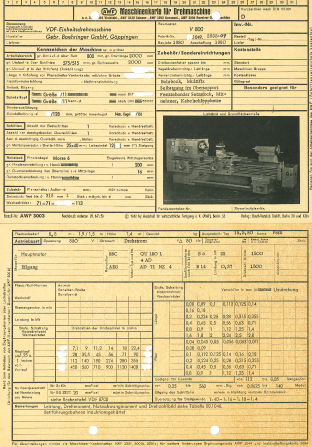 VDF Boehringer  V 800 Einheitsdrehmaschine
