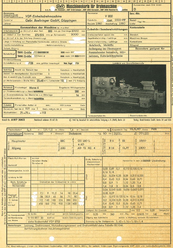 VDF Boehringer  V 800 Einheitsdrehmaschine