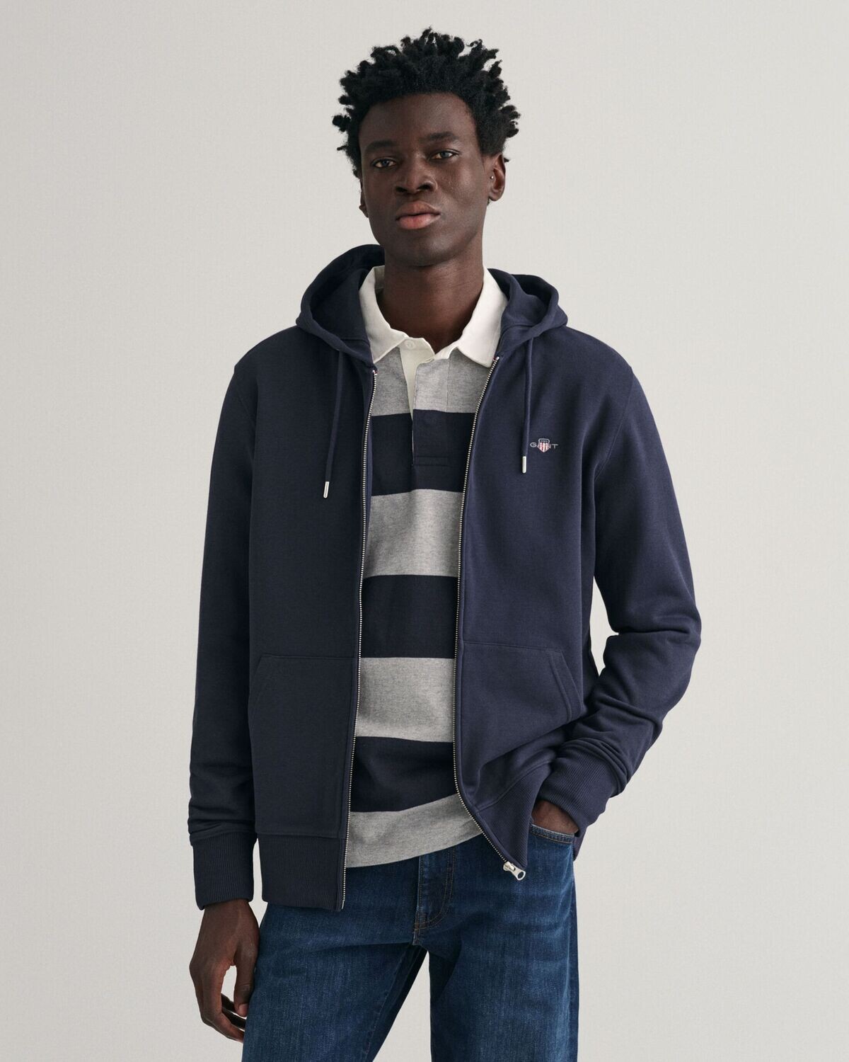 FELPA SHIELD ZIP EVENING BLUE GANT