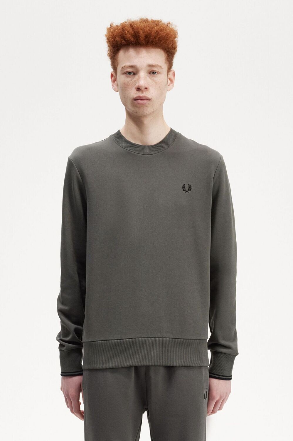 FELPA CREW NECK FIELD GREEN FRED PERRY
