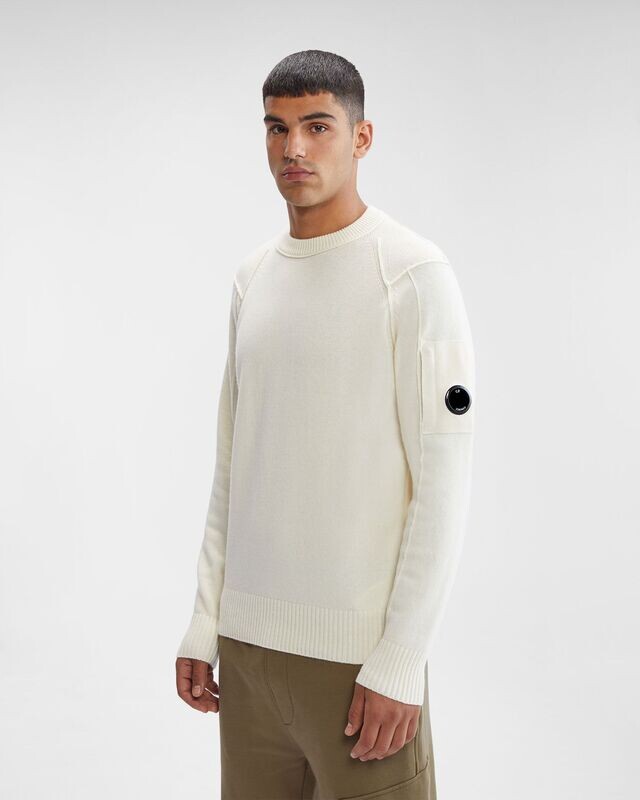 MAGLIA LAMBSWOOL CREW NECK GAUZE WHITE CP COMPANY