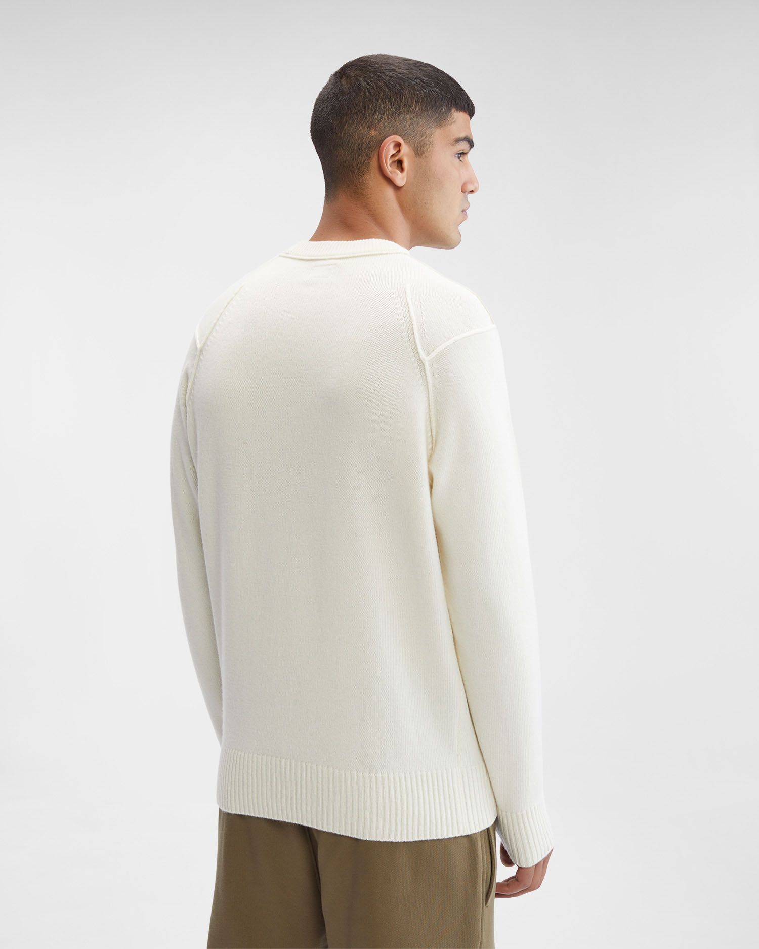 MAGLIA LAMBSWOOL CREW NECK GAUZE WHITE CP COMPANY
