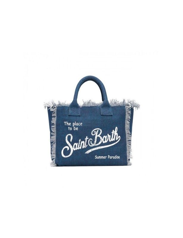 Mc2 Saint Barth Borsa Vanity Indigo Logo Bianco