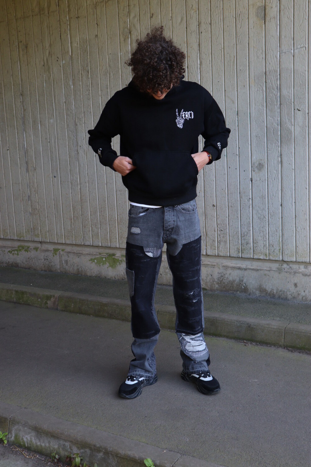 black and grey jeans