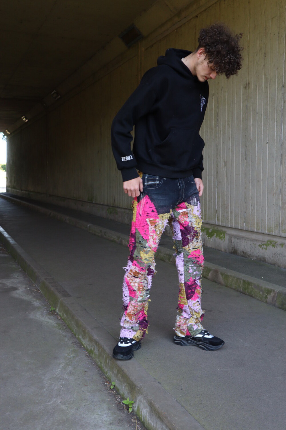 black textured jeans