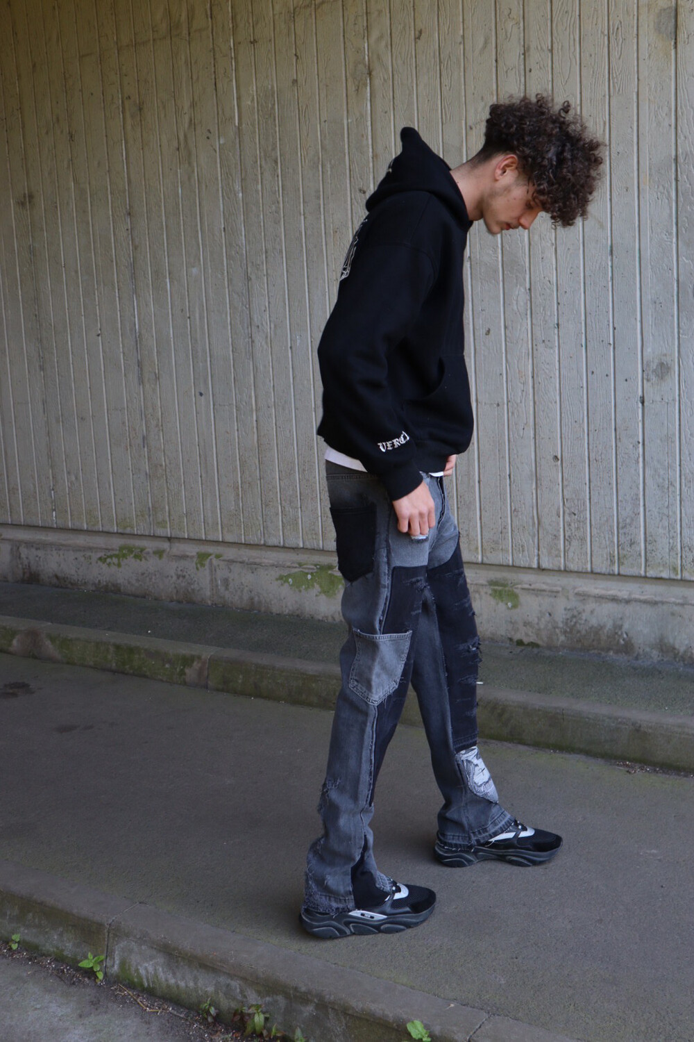 black and grey jeans
