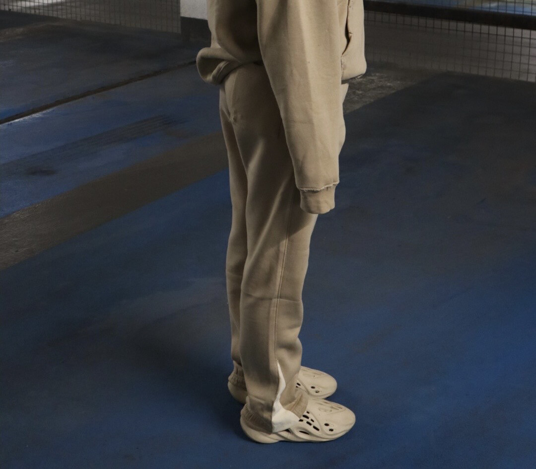 creme flared joggers