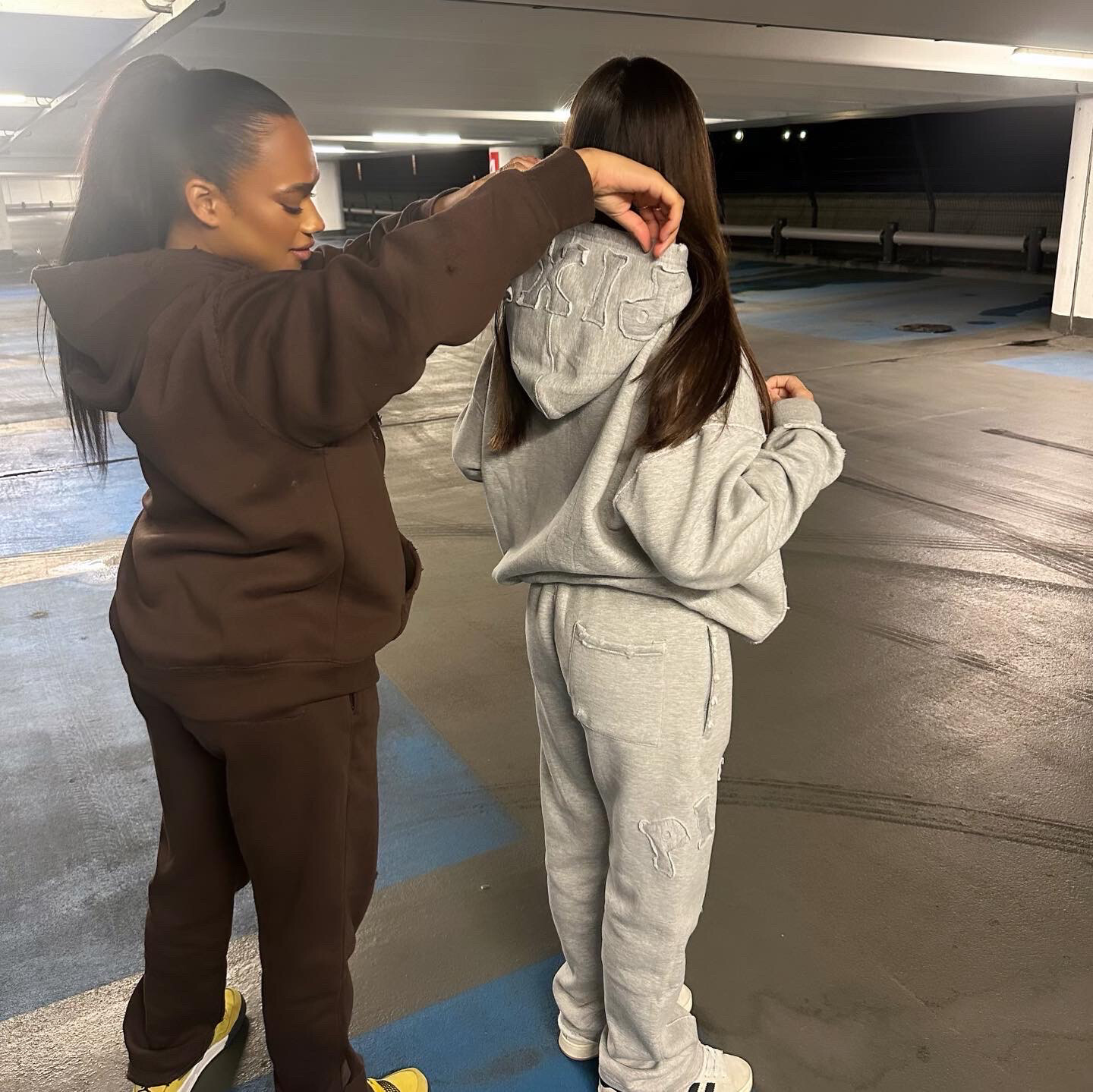 brown flared joggers