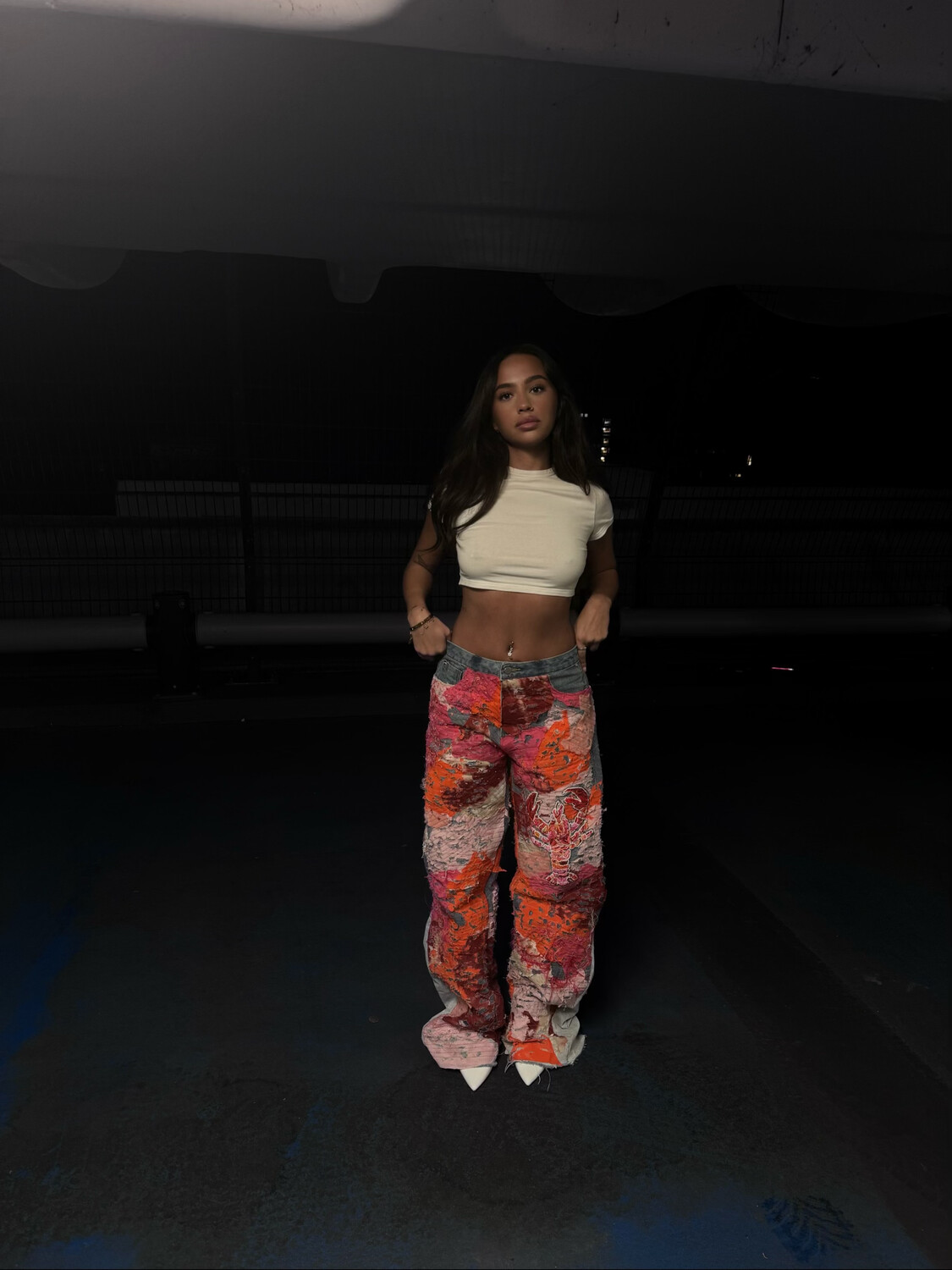 hand beaded lobster boro denim jeans
