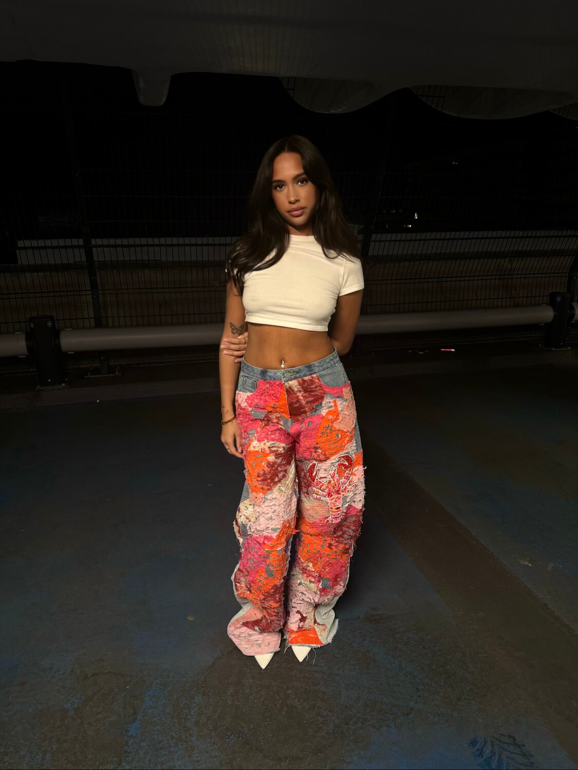 hand beaded lobster boro denim jeans