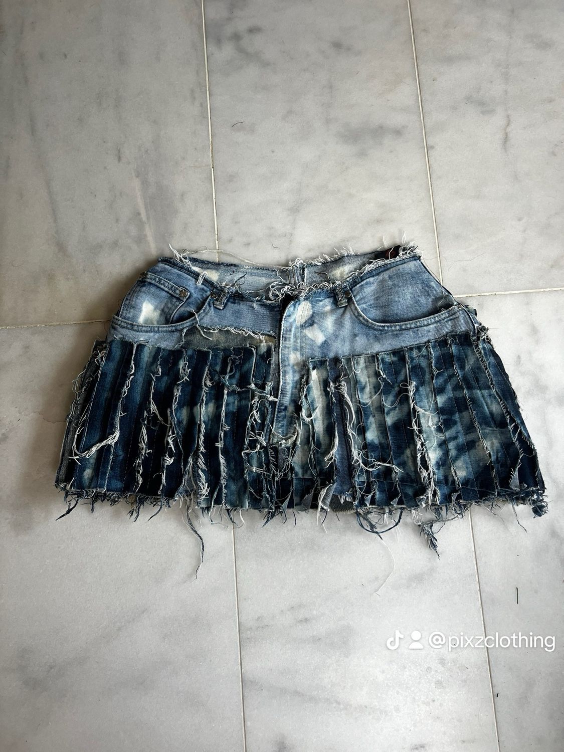 bleached denim skirt