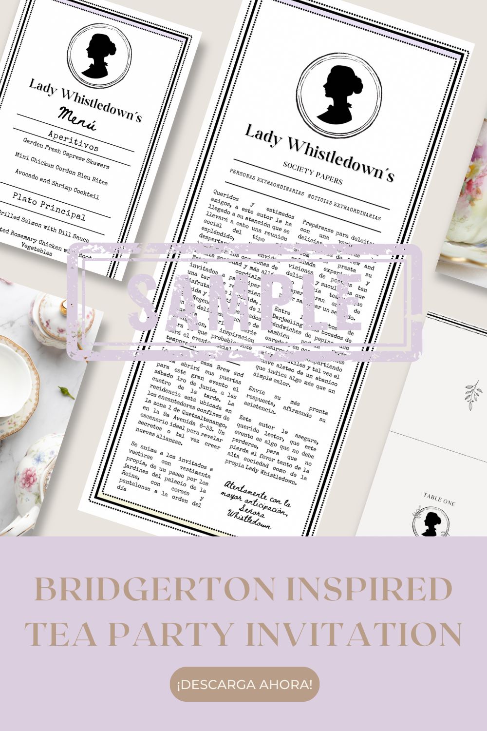 Lleva la Elegancia de la Época Regencia a tu Fiesta con Nuestro Kit Temático de Bridgerton Digital
