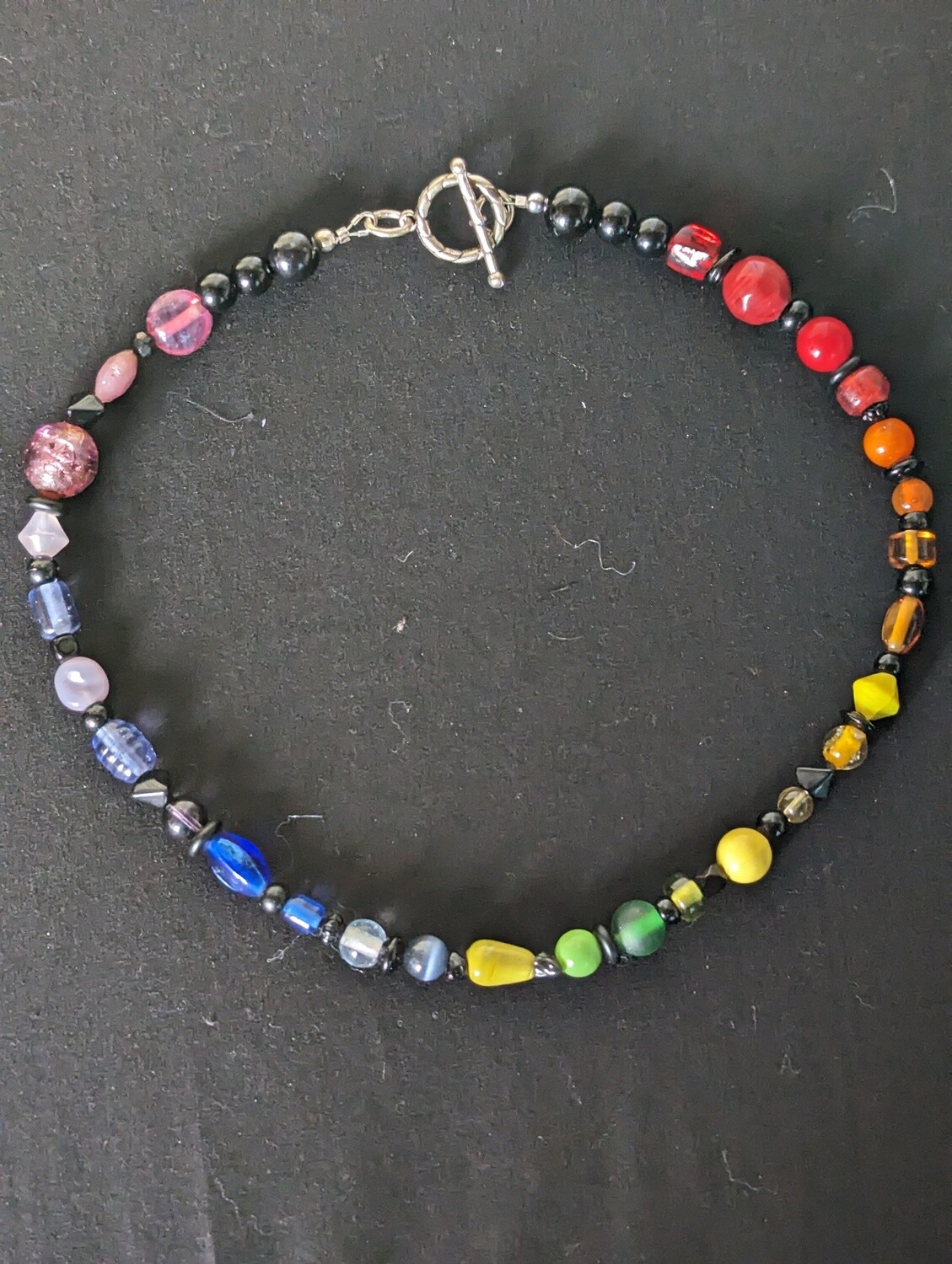 Rainbow beaded collar necklace