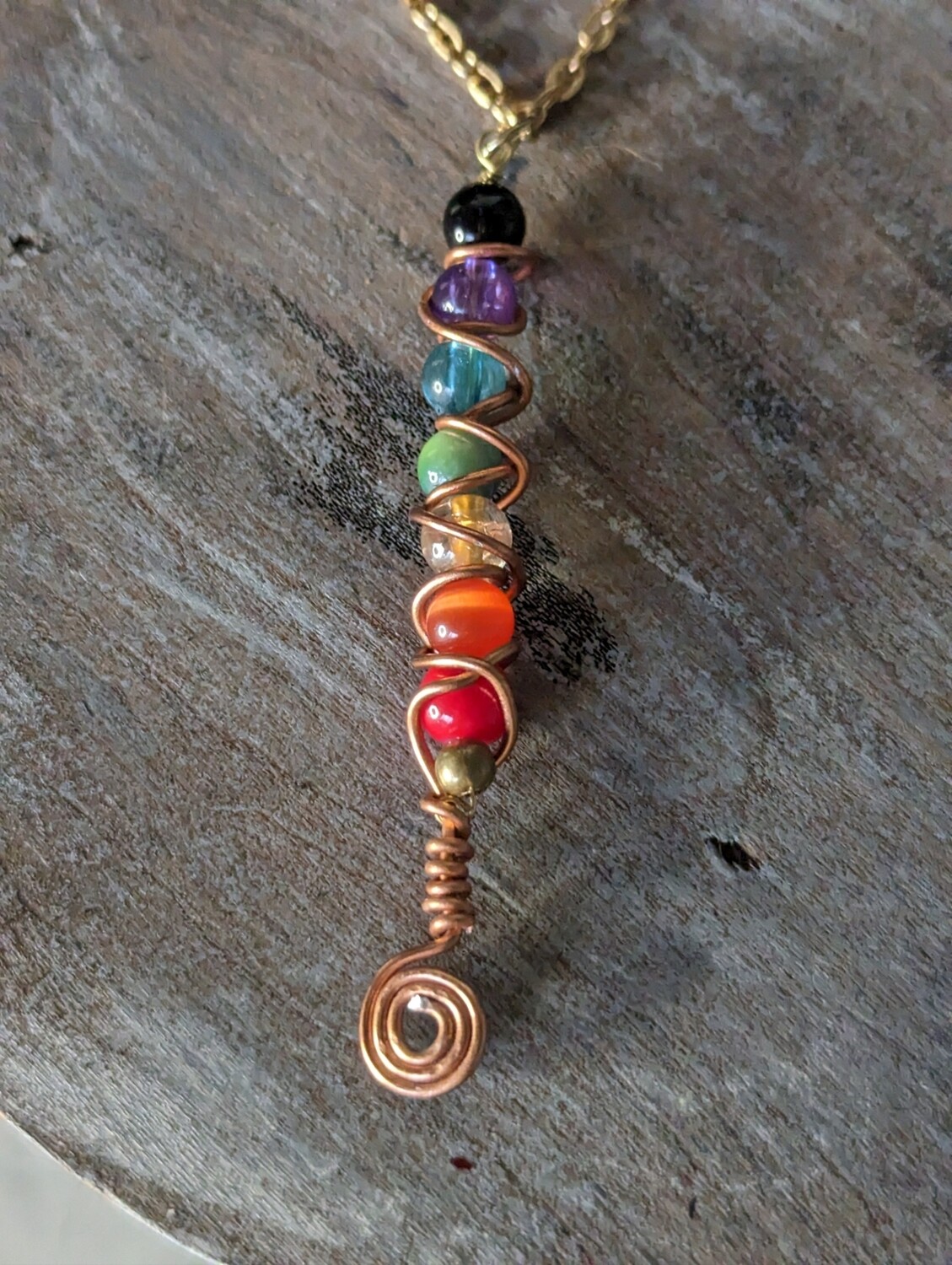7 chakras gemstone necklace, handcrafted spiritual jewelry
