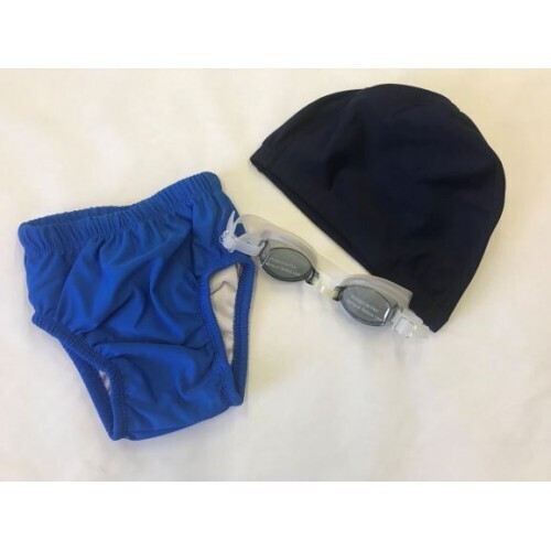 Infant Toddlers Learn to swim Bundle Environmentally Friendly reusable  Lycra Cap, Junior Goggles and Swim Nappy