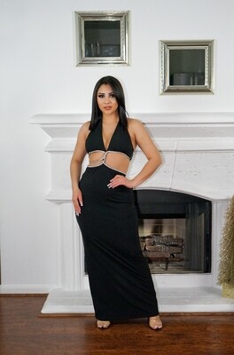 Night Black Diamante Dress