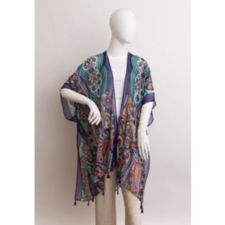 Paisley Print Open Front Kimono