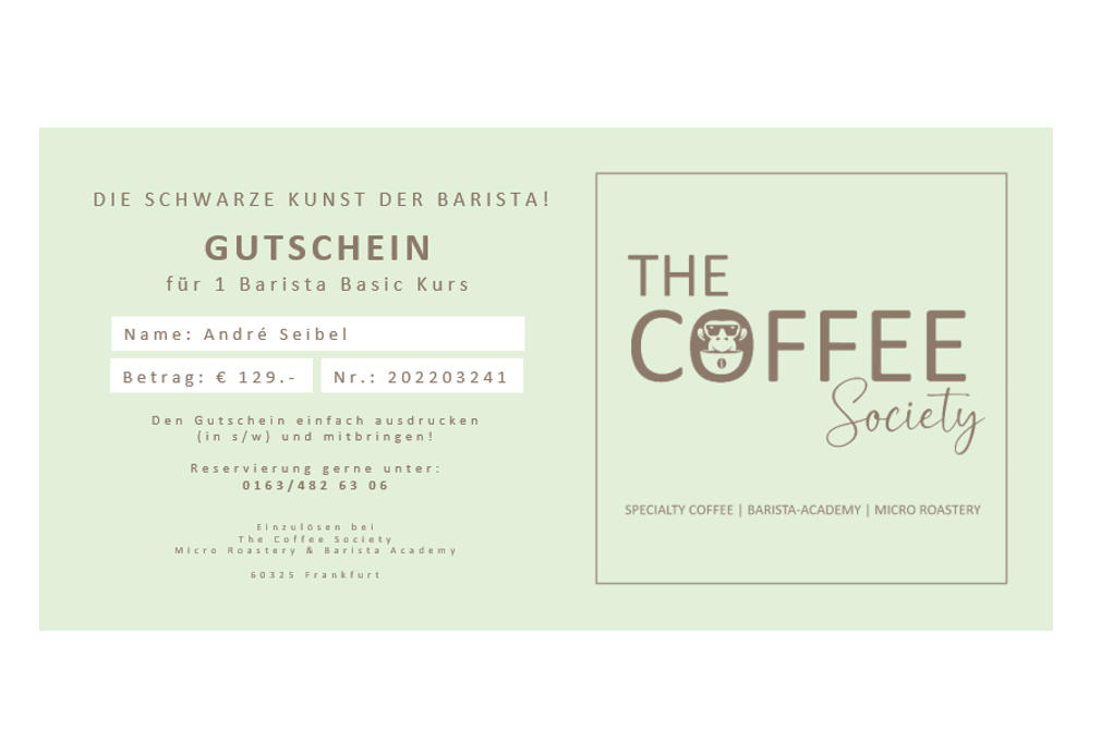 Gutschein Barista Kurs