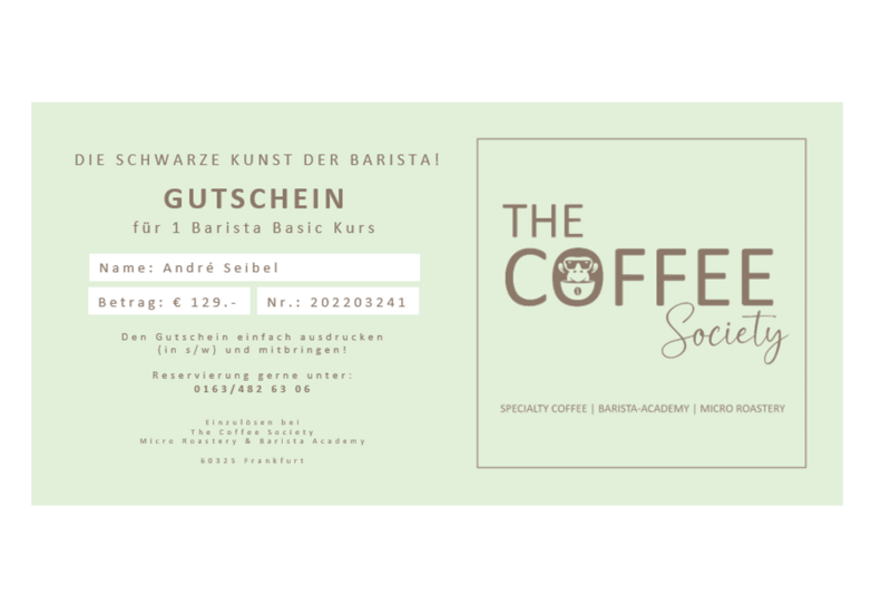 Gutschein Barista Kurs