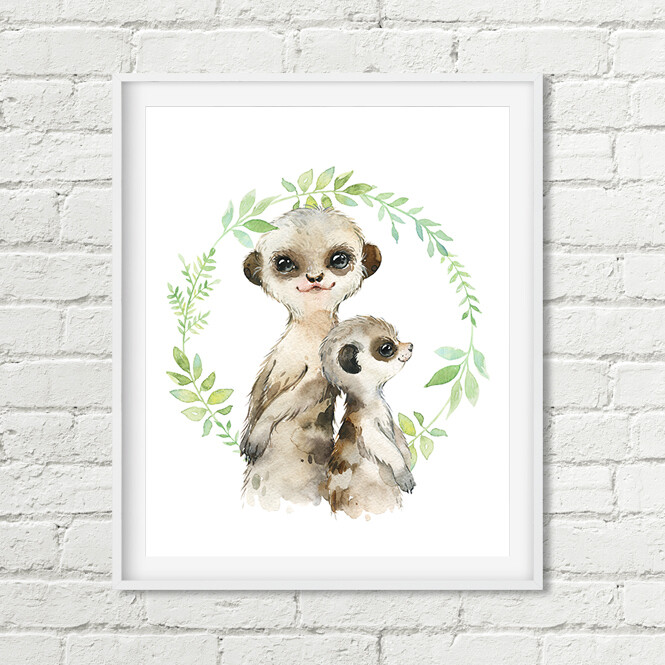 Meerkat Nursery Art, Africa Jungle Animal Printable Wall Art