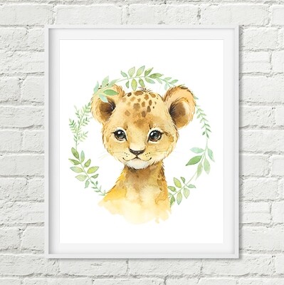 Baby Lion Printable Nursery Art, Africa Safari Jungle Animal Room Decor