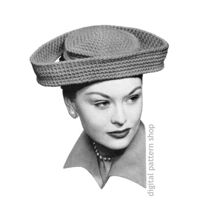 1940s Brim Hat Crochet Pattern for Women Dramatic Rococo Hat