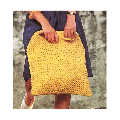Motif Beach Bag Crochet Pattern Large Handbag, Purse, Shopping Bag