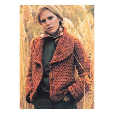 Sweater Coat Knitting Pattern, Bulky Basket Weave Cardigan