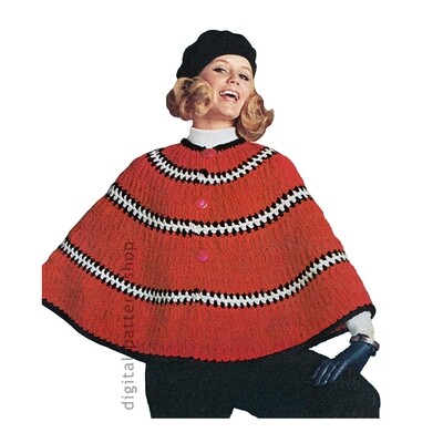 Easy Poncho Crochet Pattern for Women Striped Casual Cape
