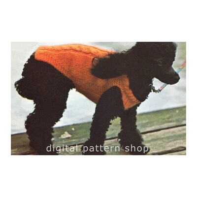 1970s Dog Sweater Knitting Pattern Cabled Dog Coat