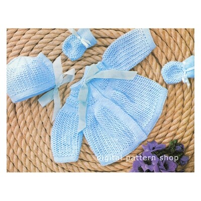 Baby Knitting Pattern Yoked Sweater Set Boy or Girl Gift Set